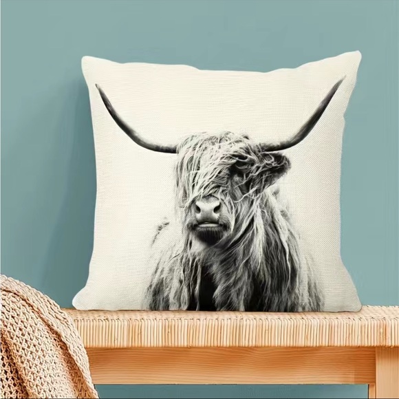 4pcs Yak Pattern Cushion Cover, Linen Digital Printed Pillow Case - Picture 3 of 7